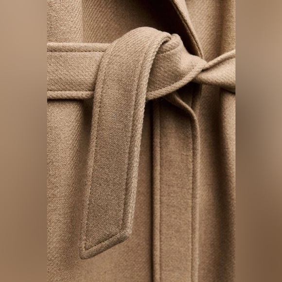 ZARA LONG BELTED WOOL BLEND COAT - Picture 11 of 15